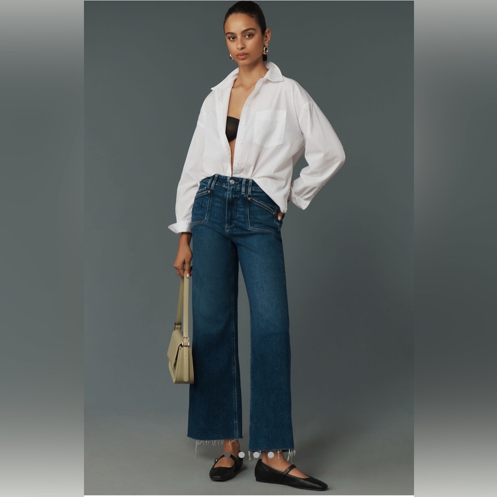 NWT Anthropologie PAIGE Anessa High-Rise Wide-Leg Crop Jeans 30